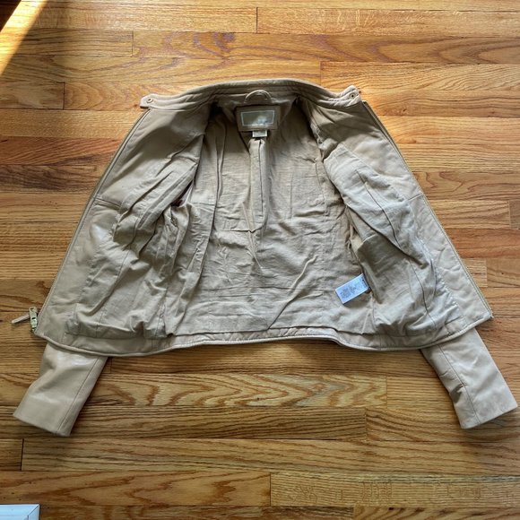 Michael Kors Tan Leather Motorcycle Jacket Size Small - Picture 5 of 15